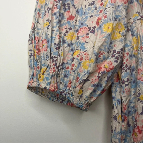 THE GREAT. Bonnet 100% Cotton Prairie Floral Boho Peasant Summer Midi Dress - Picture 14 of 16